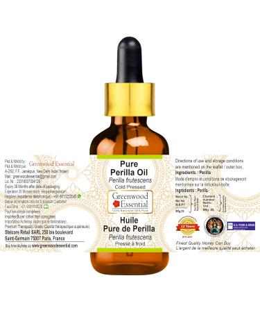 Buy Pure Perilla Oil (15ml) - Cold Pressed Therapeutic Grade with Glass Dropper - Natural | International Shipping Available - Buy Online on GoSupps.com