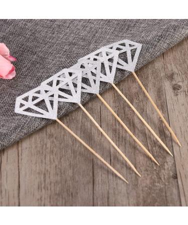 STAHAD 50pcs Baby Shower Glitter Cupcake Toppers Birthday Anniversary Cake Picks Happy Wedding Decor Wedding D cor Party Food Picks Fruits Toothpicks Muffin Picks Decorations Diamond Silver medium - Buy Online on GoSupps.com