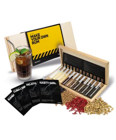 Diaby's rum-spice set mini |12 Rum-Set Botanicals |With 4 recipe cards spice lexicon & noble wooden box |Rum gift set for men & women |Rum accessories to make rum yourself rum set (mini box)
