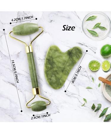 Geeric Gua Sha & Jade Roller Set | Natural Green Facial Massager for Fine Lines Edema & Eye Swelling Relief | International Shipping Available - Buy Online on GoSupps.com