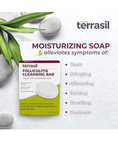 Terrasil Folliculitis Soap - Calendula-Infused Natural Bar for Folliculitis Relief - Anti-Itch Treatment - 3 Pack, 75gm Bars - Buy Online on GoSupps.com