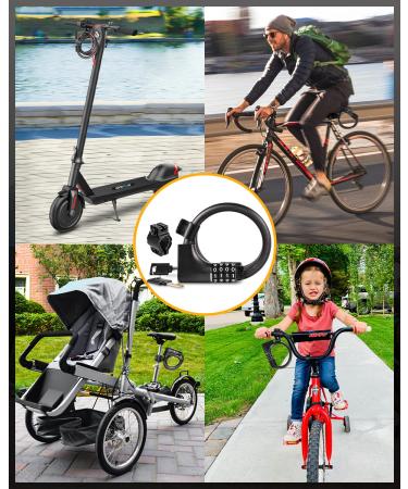 KEYSTP Bike Lock Cable - Combination & Key Password Retrieval - Anti-Theft Coiled Bike Lock with Mounting Bracket - Resettable for Bikes & Scooters - Buy Online on GoSupps.com