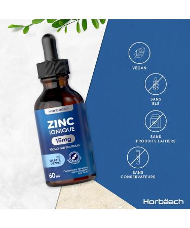Zinc Dietary Supplement in Drops 15mg | Premium Liquid Zinc Sulphate | High Dosed | Liquid Ionic Zinc | by Horbaach - Buy Online on GoSupps.com