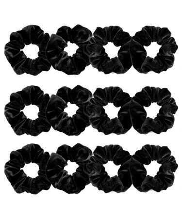 Whaline 12 Pieces Hair Scrunchies Velvet Elastics Scrunchy Bobbles Soft Hair Bands Hair Ties (Black) - Buy Online on GoSupps.com