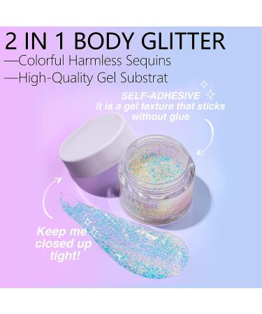 Sapphire Blue Holographic Body Glitter Gel - 2in1 Party Rave Accessory for Women - 1.35 Oz - Buy Online on GoSupps.com