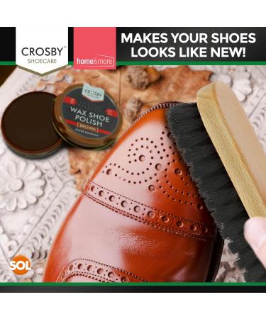 2pk Shoe Brush Set & 3 Brown Shoe Polish Kit | Leather Shoe Polish Brushes + Wax | Brown Boot Polish & Cleaning Kit - Buy Online on GoSupps.com