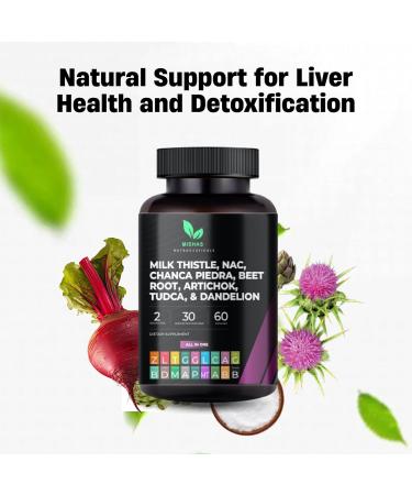 Mishas Nutraceuticals Milk Thistle Dandelion Root NAC and TUDCA Supplement Supports Liver Health Liver Cleanse Detox Kidney and Respiratory Health & Digestion System 60 Vegan Capsules - Buy Online on GoSupps.com