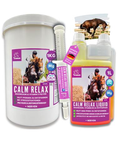 Emma magnesium horse 1kg 30ml 1l - liquid powder + paste anti -stress for nervous horses - nerve strength in fear stress transport with L tryptophan vitamin B12 nerve -wracking magnesium horse high - Buy Online on GoSupps.com