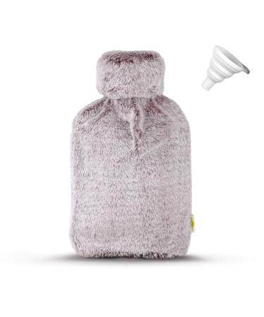 NEW! BetterDay Hot Water Bottle with Hood - Hot Water Bottle with Cover British Standard 1970:2012 Natural Rubber and Removable Cover - 2 Litre Hot Water Bottle with Cover Large Soft & Fluffy Pink