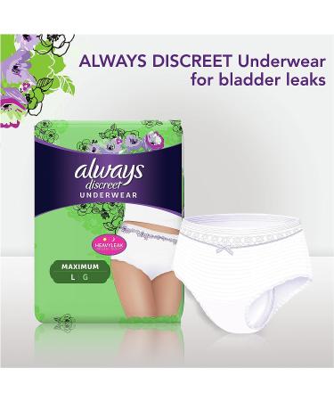 Always Discreet Incontinence & Postpartum Underwear for Women, Maximum Absorbency, Large Size - 17 Count (Pack of 1) - Buy Online on GoSupps.com