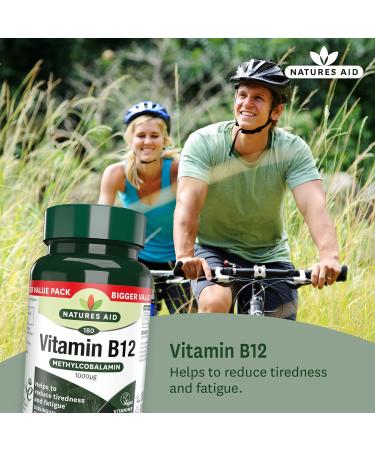 Natures Aid Vitamin B12 Methylcobalamin Cherry Flavour 180 Tablets - One-A-Day Formula - Buy Online on GoSupps.com