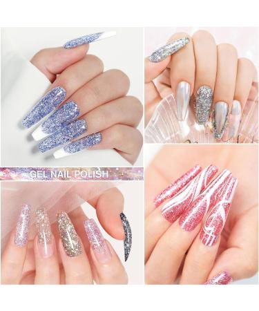 Shining She Glitter Gel Nail Polish Set - 10 Colors (Silver, Black, Gold, White) | Sparkly Soak-Off UV/LED Lamp Gel Gift for Women - Nail Art Salon Quality at Home - 8ML - Buy Online on GoSupps.com