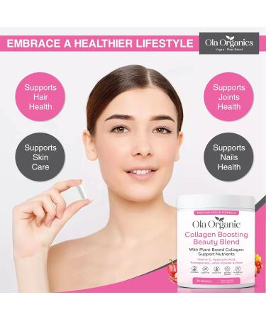 Ola Organic Collagen Booster Powder Collagen Support with Hyaluronic Acid Supports Hair Skin Nails & Joints Premium Non-GMO Formula (300g Jar) - Buy Online on GoSupps.com