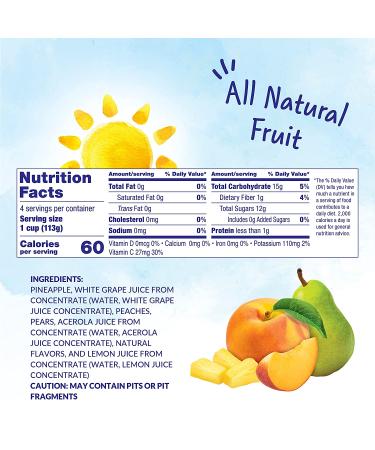 Dole Mixed Fruit Bowls in 100% Juice 4 Oz (Pack of 4) - Pineapple, Peaches & Pears, Gluten-Free Healthy Snack - Buy Online on GoSupps.com