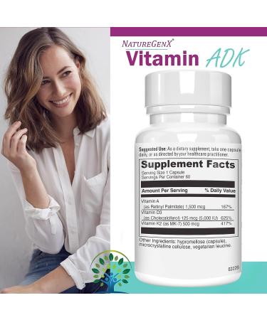 NatureGenX Vitamin ADK - Vitamin A, D3 5000 IU, K2 MK-7 Supplement for Bone Health, Heart & Immunity | 2-Month Supply (60 Capsules) - Buy Online on GoSupps.com