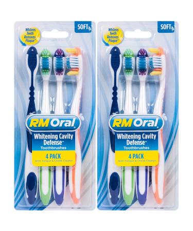 RM Oral Whitening Cavity Defense Soft Toothbrushes 4 Count Twin Pack