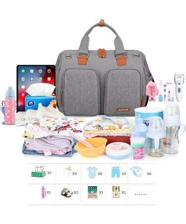 Pomelo Best Baby Changing Bag with Pram Clips and Changing Mat Embossed Grey - Buy Online on GoSupps.com
