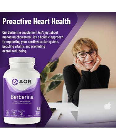 AOR - Berberine 500mg 60 Caps - Berberine Supplement for Healthy Lipid Levels and Cholesterol Health - LDL Cholesterol Lowering Supplement - Lower Triglycerides Supplement - Cardiovascular Supplement - Buy Online on GoSupps.com