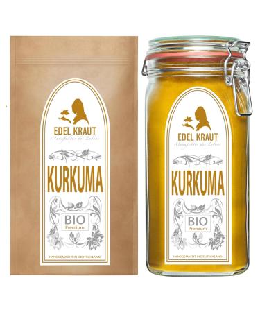 Organic Turmeric Powder - Noble Herb 100% Pure Curcuma in Premium Glass | Perfect for Smoothies Golden Milk & More - 125g - Buy Online on GoSupps.com