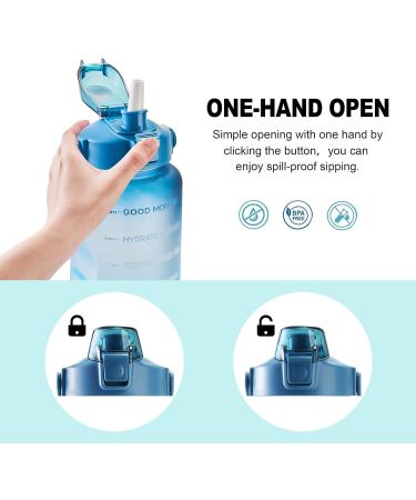 EYQ 64oz Leakproof Water Bottle with Time Marker | BPA Free for Fitness and Outdoor Sports - Navy/Green Gradient - Buy Online on GoSupps.com