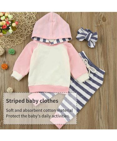 Toddler Hooded Sweatshirt & Pants Set - Pink Stripe | 3-6 Months - Buy Online on GoSupps.com