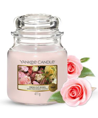 Yankee Candle Scented Candle | Fresh Cut Roses Medium Jar Candle| Burn Time: Up to 75 Hours Medium Jar Fresh Cut Roses