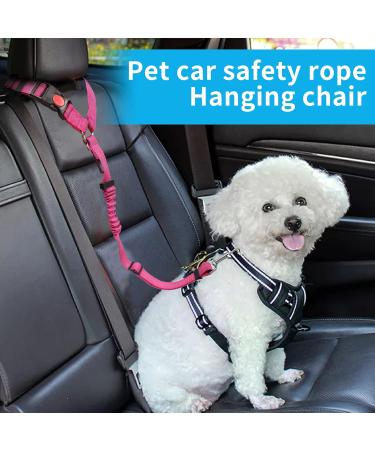 Dog Car Seat Belt Restraint Adjustable with Elastic Bungee Buffer Headrest for Vehicle 360 Swivel Carabiner Nylon Pet Safety Seat Belts Heavy Duty Car Harness for Dogs (Rose Red Safety buckle) Safety buckle Rose Red - Buy Online on GoSupps.com