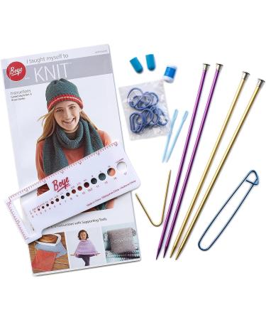 Boye Learn to Knit Kit for Beginners - 20 Piece Set, US Sizes 6 and 8, Makes 18 Projects, Multicolor - Buy Online on GoSupps.com