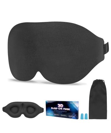 Sleep Eye Mask for Side Sleeper Men Women Sleeping Mask Zero Eye Pressure 100% Light Blocking 3D Night Blindfold Soft Breathable Eye Shade Cover for Yoga Nap Travel. (Black)