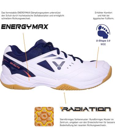 Buy VICTOR SH-A170 Badminton & Squash Shoes - Unisex Indoor Footwear (46 EU) | Comfort & Secure Grip - White & Blue - Buy Online on GoSupps.com