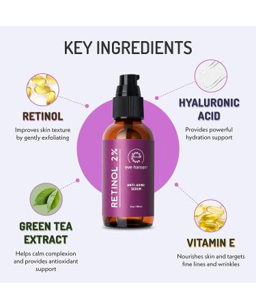 Eve Hansen 2% Retinol Serum for Face - Anti Aging & Wrinkle Filler with Hyaluronic Acid - 2oz Organic Vitamin A Serum - Pore Minimizer - Pack of 1 - Buy Online on GoSupps.com
