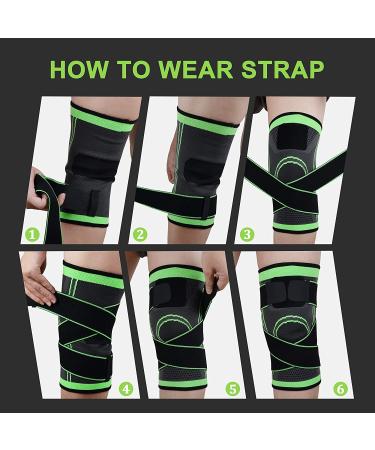 Premium Knee Sleeve Brace with Adjustable Straps - Arthritis Pain Relief for Running & Training - Men's/Women's - Large GREEN01 - Buy Online on GoSupps.com