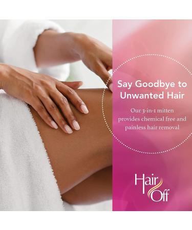 Hair Off Hair Remover Mitten - All-Natural Full Body Hair Removal - Painless & Chemical Free - Exfoliates Skin - 3 Mittens Per Box - Buy Online on GoSupps.com