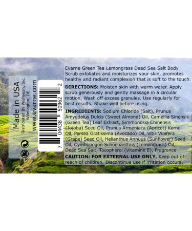 Revitalize Your Skin: Green Tea Lemongrass Dead Sea Salt Body Scrub with 7 Essential Oils & Vitamin E - International Shipping Available - Buy Online on GoSupps.com