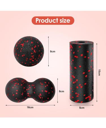 Kisvic Fascia Ball & Small Roll Set - Massage Balls for Stress Relief & Muscle Relaxation | Dual Ball for Neck & Back - Red - Buy Online on GoSupps.com