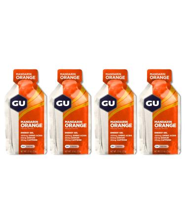 GU Energy Running Gels - 4 Gel Taster Pack - Sports Energy Gels For Running Cycling Triathlon (Mandarin Orange)