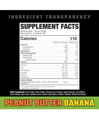 Axe & Sledge Plant Fed Vegan Protein Powder - Peanut Butter Banana | 20g Protein 30 Servings - Naturally Flavored & Sweetened International Shipping Available - Buy Online on GoSupps.com