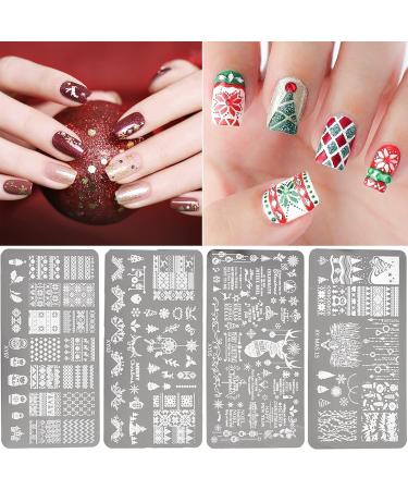 Niceneeded 9Pcs Christmas Nail Art Stamping Kit | 6 Nail Plates Stamper Scraper & Storage Bag | DIY Christmas Nail Decoration Tools - Buy Online on GoSupps.com