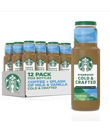 Starbucks Cold & Crafted Coffee, Splash of Milk + Vanilla, 11oz Bottles, (12 Pack) Splash of Milk+Vanilla