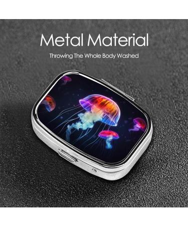 Colorful Jellyfish 2 Compartment Small Pill Case - Cute Travel Pill Organizer for Purse & Pocket Gifts - Buy Online on GoSupps.com