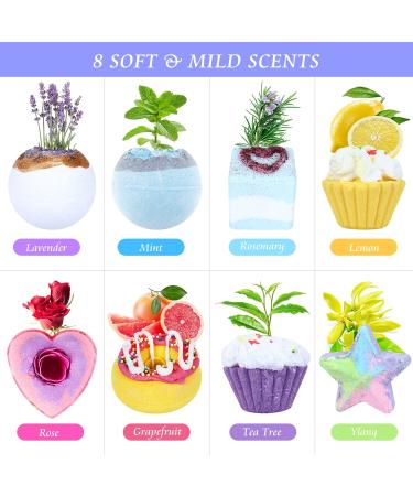 Bathing Bombs Gift Set - 8 Pieces for Mental Relaxation & Stress Relief | Perfect Valentine's Birthday & Christmas Gifts for Women - Buy Online on GoSupps.com