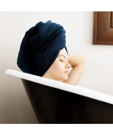 Supima Cotton 3 Piece Bath Towel Set - Hotel Quality Plush Towels - 730 GSM Navy Blue - Buy Online on GoSupps.com