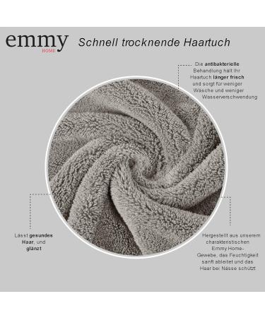 Emmy Home Hairurban - 100% Cotton Quick-Drying Turban Towel Set (2-Pieces) for Long Hair - Gray - Buy Online on GoSupps.com