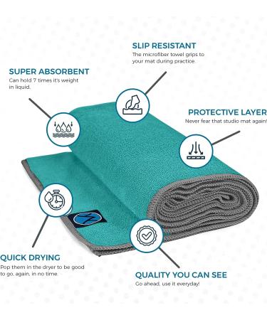 Youphoria Yoga Towel: Microfiber Non-Slip Mat Towel in Mint with Gray Stitching - Buy Online on GoSupps.com
