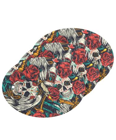 3-Pack Cleaning Kitchen Sponges Oval Skull Rose Kitchen Cellulose Dishwashing Wood Pulp Cotton
