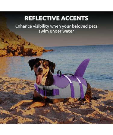Cit toile Dog Life Jacket - Safe & Lightweight Water Vest for Small Medium & Large Dogs | Reflective Handle Shark Design Pink & Green XXL Purple - Buy Online on GoSupps.com