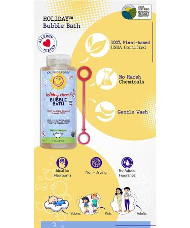 California Baby Holiday Bubble Baths - Tear-Free, Pure Essential Oils for Hot Tubs & Spas - Moisturizing Organic Aloe Vera & Calendula - 100% Plant-Based - USDA Certified - 13oz - Buy Online on GoSupps.com