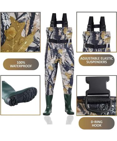 Kids Waterproof Chest Waders for Youth Fishing and Hunting - Camo 4/5 - Buy Online on GoSupps.com