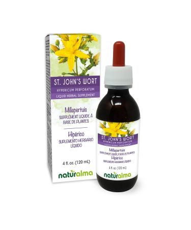 St. John's Wort (Hypericum perforatum) herb with Flowers Alcohol-Free Tincture Naturalma | 4 fl oz Liquid Extract in Drops | Herbal Supplement | Vegan | Product of Italy Alcohol-free 4 Fl Oz (Pack of 1)