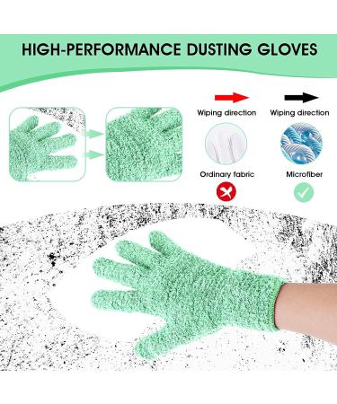 Molain Microfiber Dusting Gloves - Reusable and Washable Cleaning Mittens for Plants, House, Car, Blinds, Lamps - Green (1 Pair) - Buy Online on GoSupps.com